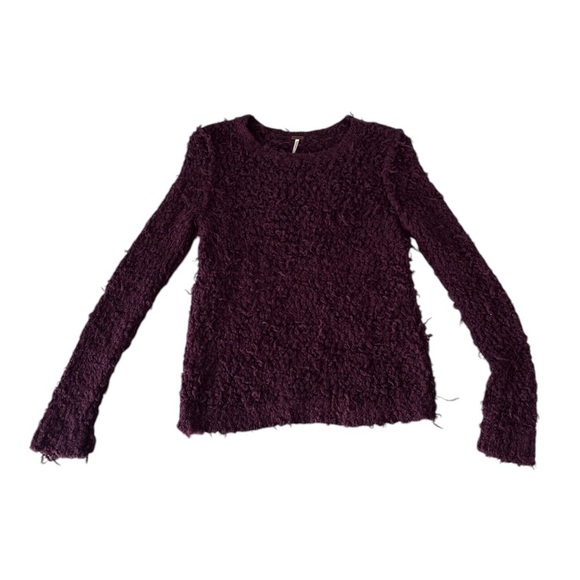 Free People Urban Outfitters Eggplant Purple Shag Sweater Medium So Soft - Picture 1 of 6